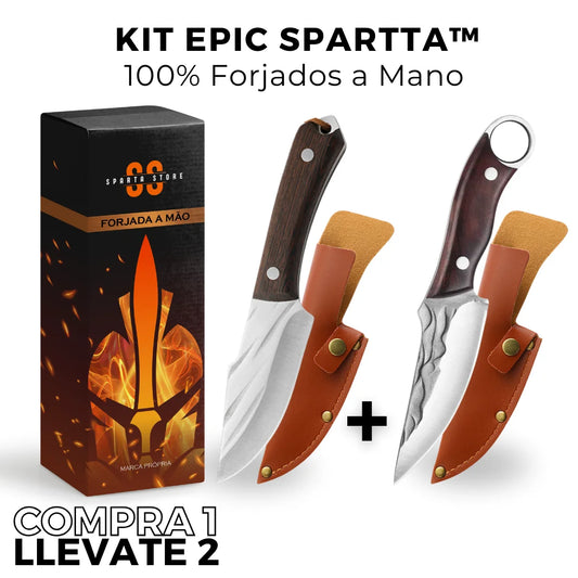 (COMPRA 1 , LLEVATE 2) Kit Epic Spartta™ • 2 Cuchillos Artesanales 100% Forjados a Mano